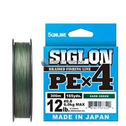 Шнур Sunline Siglon PE X4 150м / #0,8 / 6.0кг / dark green - фото 17263