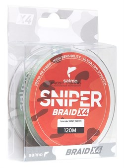 Шнур Salmo Sniper Braid x4 Army Green 120м / 0,203мм / 9,98кг - фото 21160