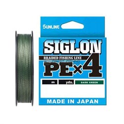 Шнур Sunline Siglon PE X4 150м / #1.2 / 0.187mm / 9.2кг / dark green - фото 23197