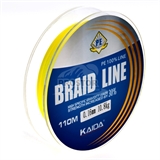 Плетеный шнур Kaida Braid Line 0,12 мм, 110 м (жёлтый)
