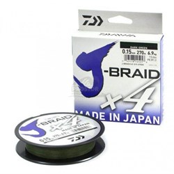 Плетёный шнур Daiwa J-Braid X4 135м/0,15мм/6.9кг/Dark green - фото 14426