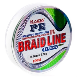 Плетеный шнур Kaida Braid Line, 0,12 мм, 100 м. зел. - фото 5796